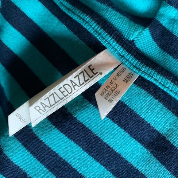 RAZZLE DAZZLE - large turtleneck short sleeves long shirt - Aqua stripes medium - Picture 7 of 7